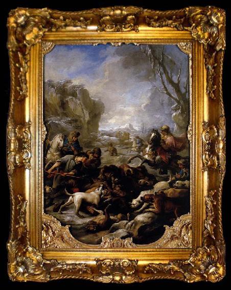 framed  Loo, Louis-Michel van Bear Hunt, ta009-2